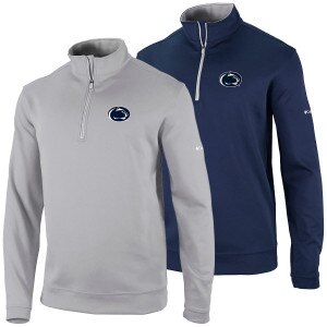 gray and navy 1/4 zips with Penn State Athletic Logo on left chests